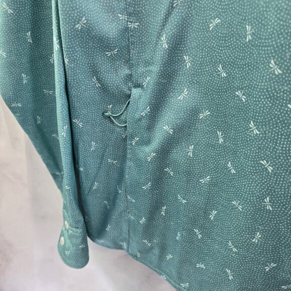 Simms Shirt Women XL Blue Button Up Long Sleeve Dragonfly - Picture 8 of 12